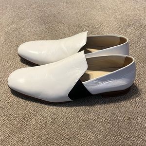 RIDER BOOT CO. Cortina Size 37 slip on white leather loafers Made in Italy